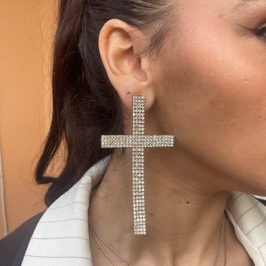 Orecchini croce strass