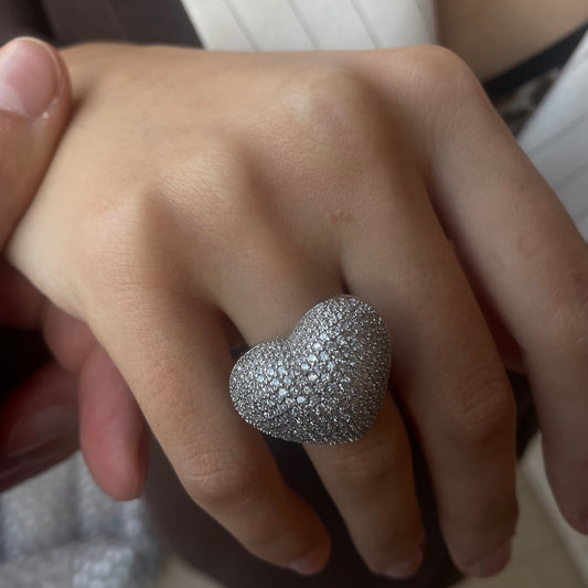 Anello maxi heart pave