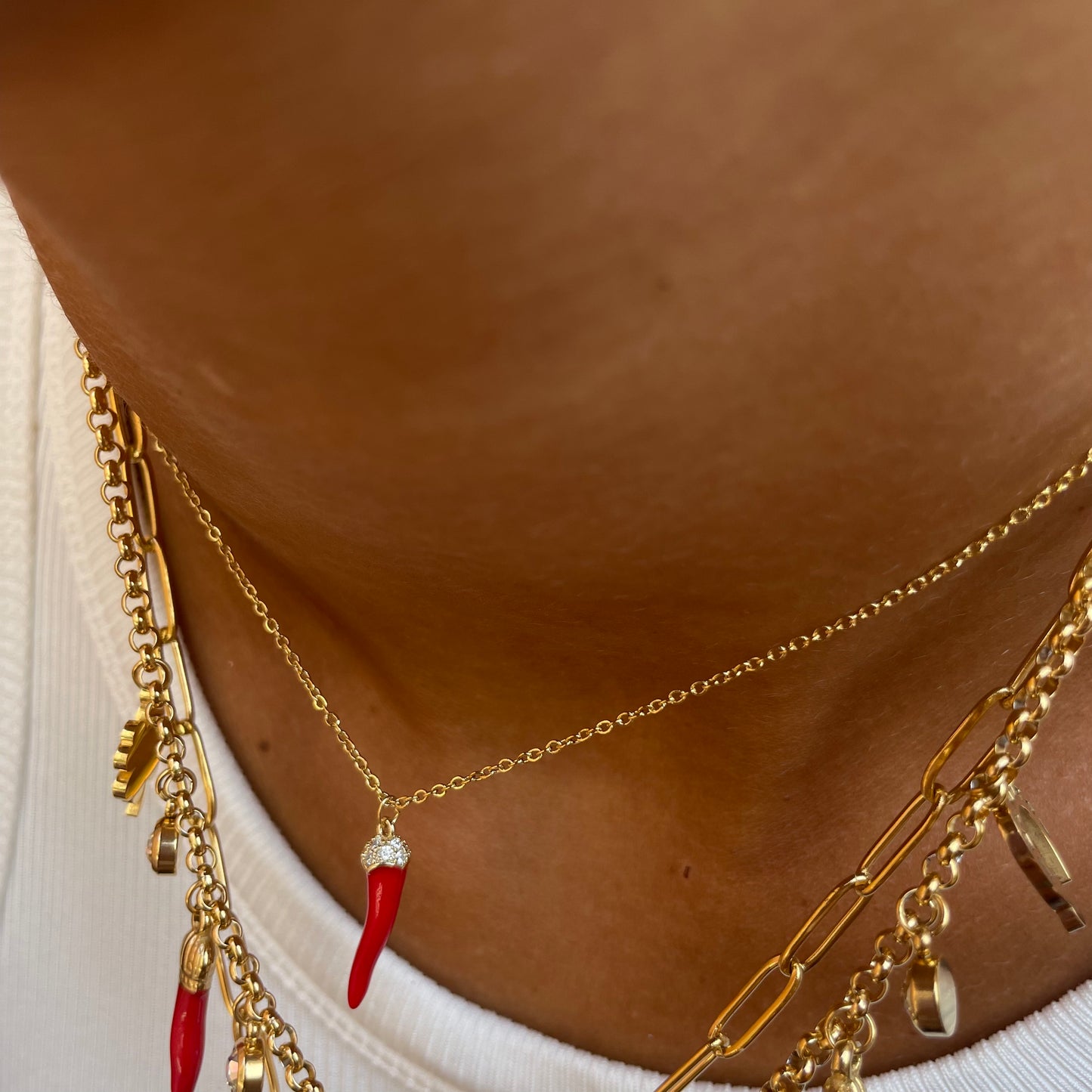Corno rosso strass